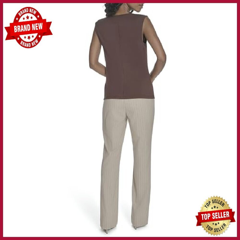 Drape Neck Sleeveless Knit Top, Soft Fabric, Versatile Wardrobe Essential - Picture 5 of 7